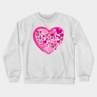 Cute Pink Hearts in a Big PinkHeart Crewneck Sweatshirt